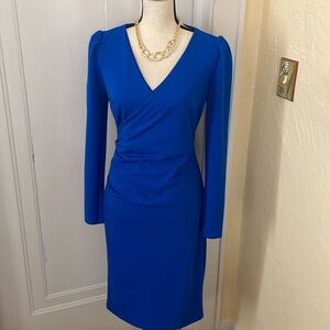 Slate & Willow Long Sleeve Blue Faux Wrap SheathDress NWOT size Medium